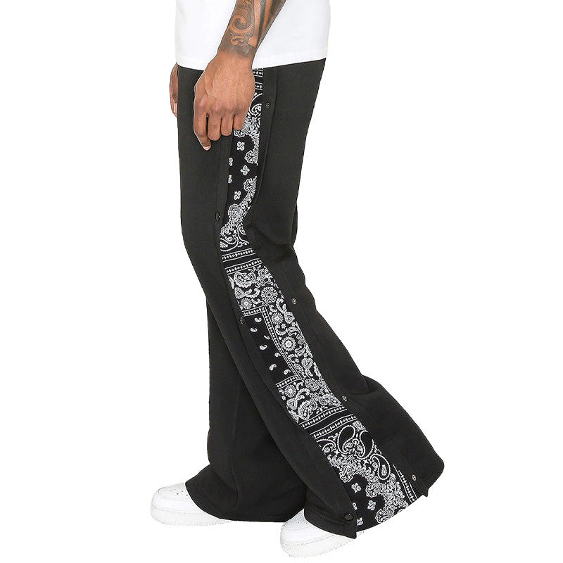 Herre nan sweatbukser med sideløsning med trykknap og bandana-sidestykke Skovae
