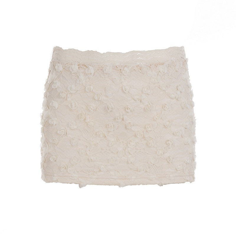 Damen Minirock mit floralem Spitzenmuster Skovae