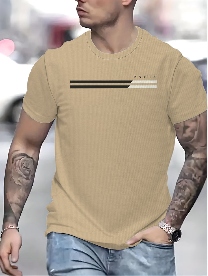 Herrer T-shirt med stilfuldt linjemønster Stilla