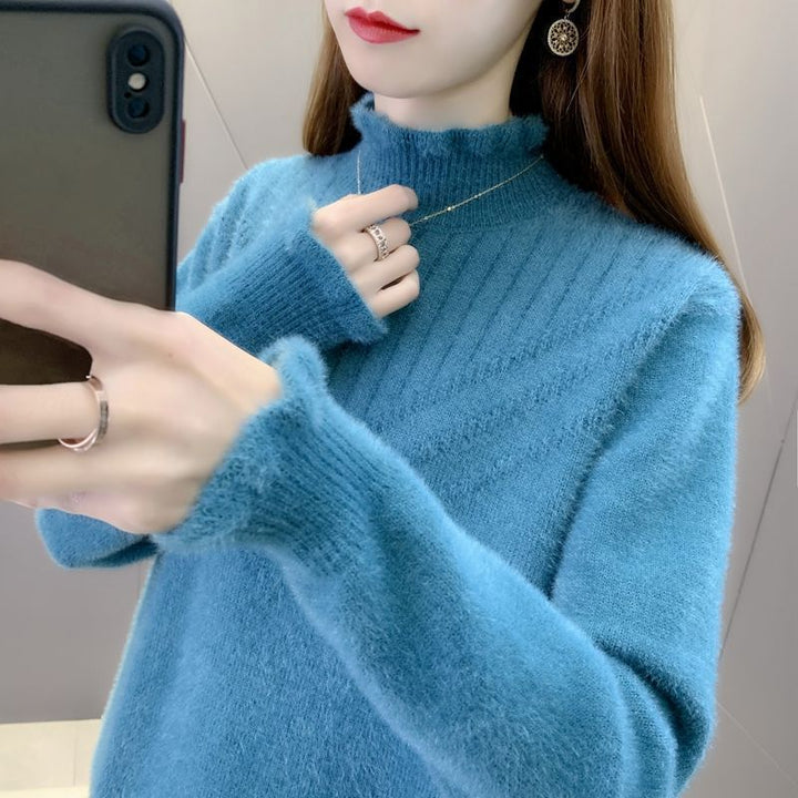 Kvinders hyggelige højhalset sweater med tekstureret design Stilla