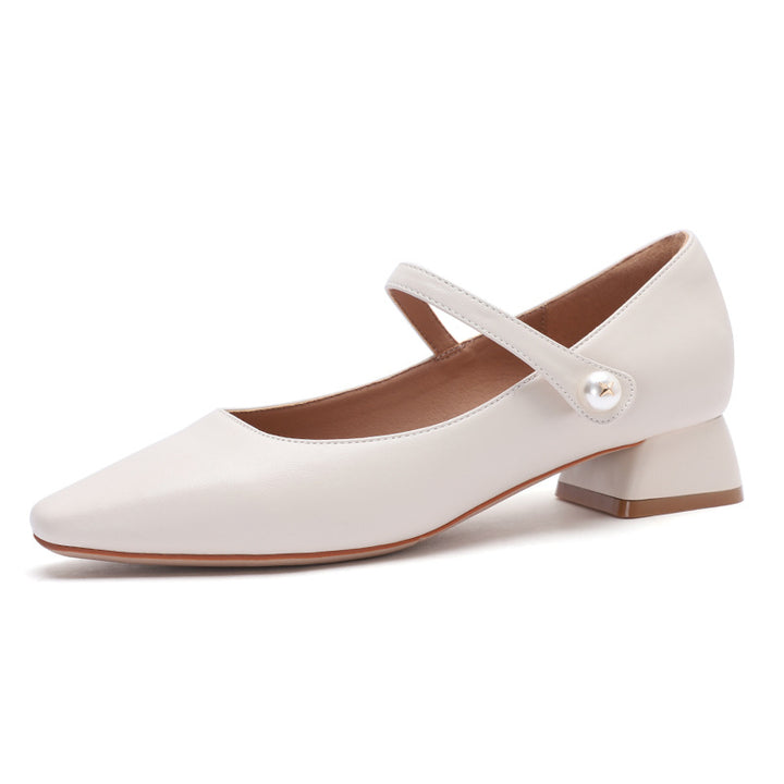 Femme Klassiske Firkantetåede Mary Jane Ballerinas med Elegant Remdetalje Stilla