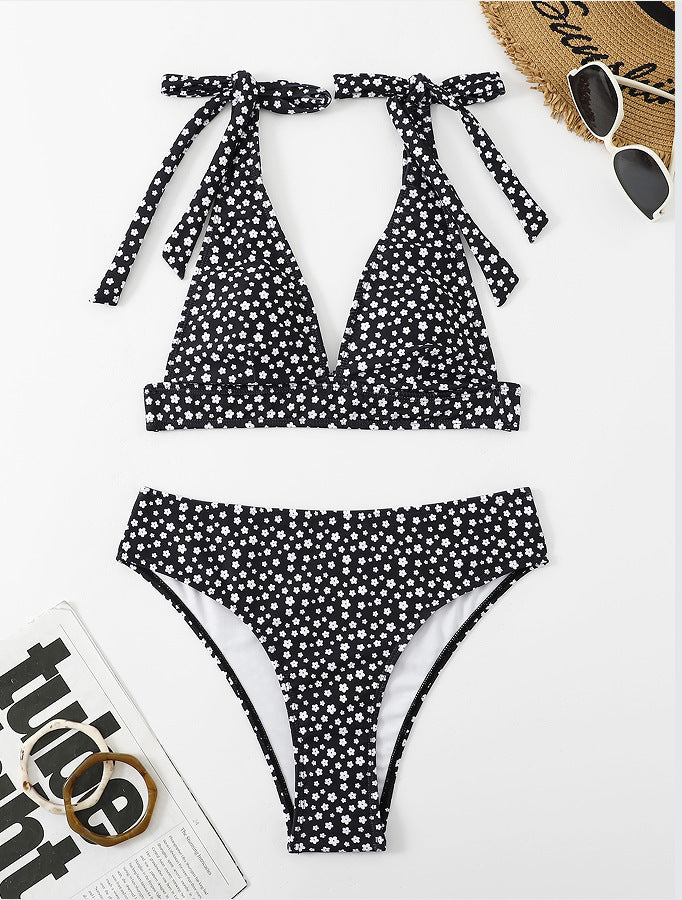 Dame Floral Print Tie-Back Bikini Sæt Stilla