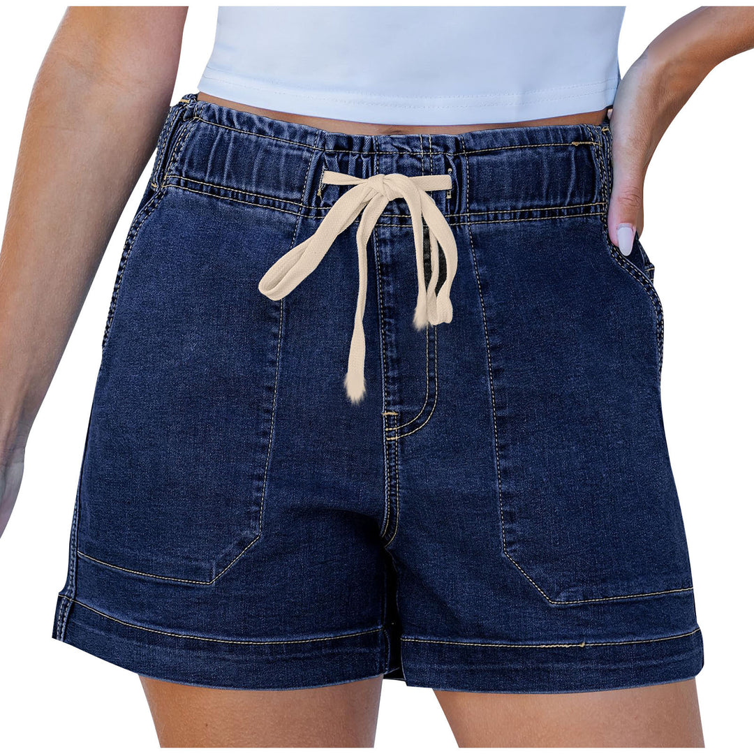 Dame behagelige Denim-shorts med elastik og praktiske lommer Skovae