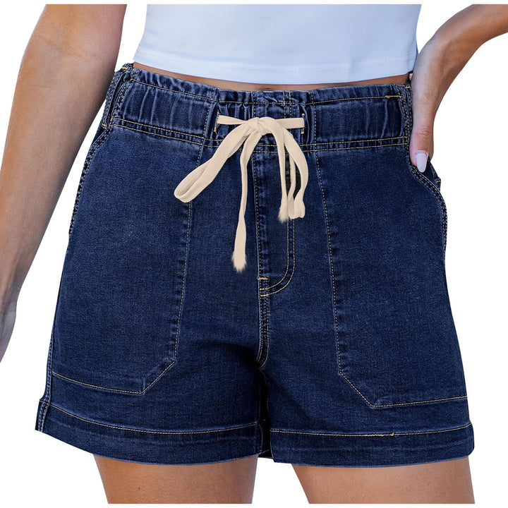 Dame behagelige Denim-shorts med elastik og praktiske lommer Skovae