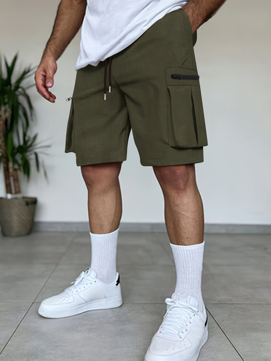 Herrer Utility Cargo Shorts med lynlåslommer Stilla