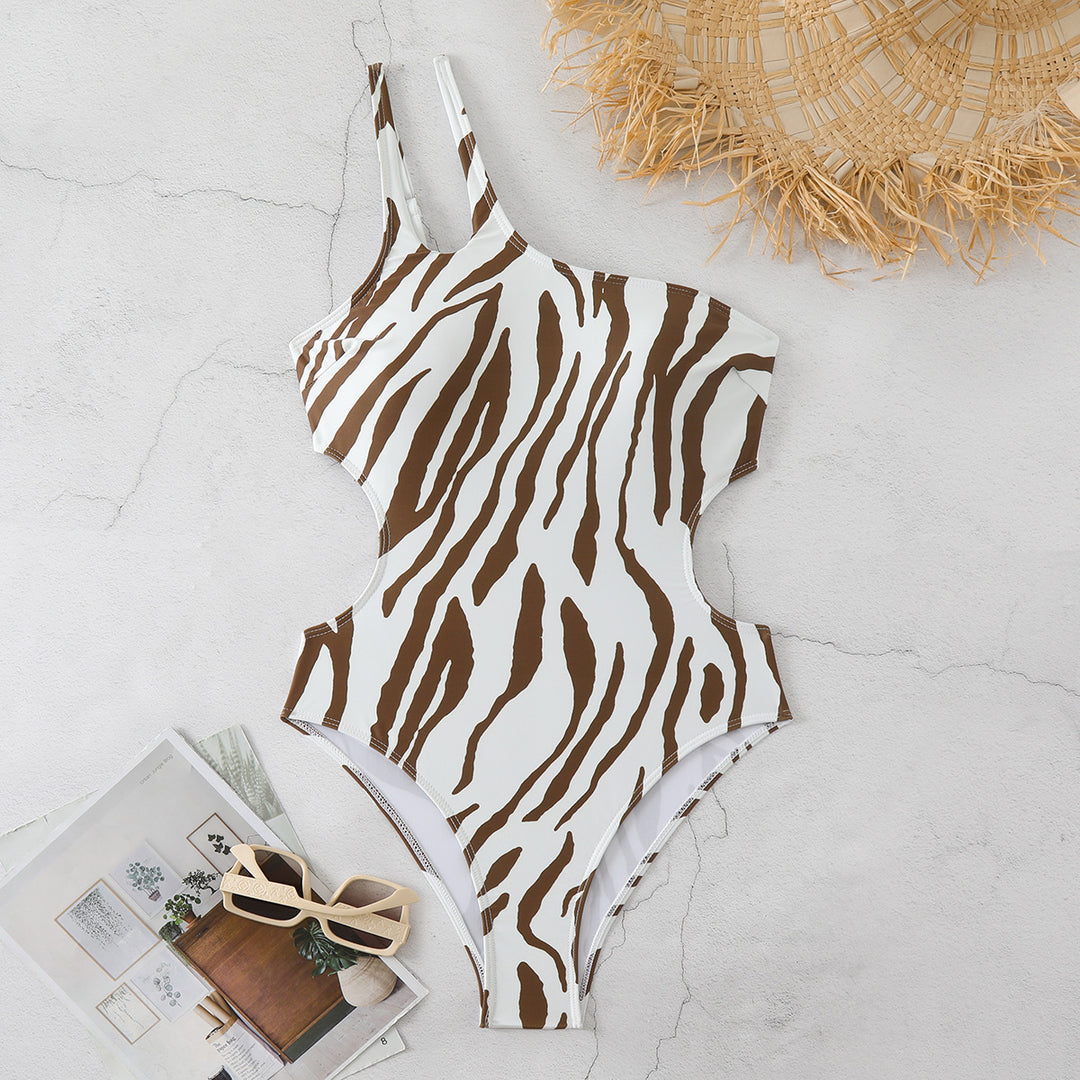Dame En-sidet Cut-Out Badedragt med moderigtig Dyreprint Stilla