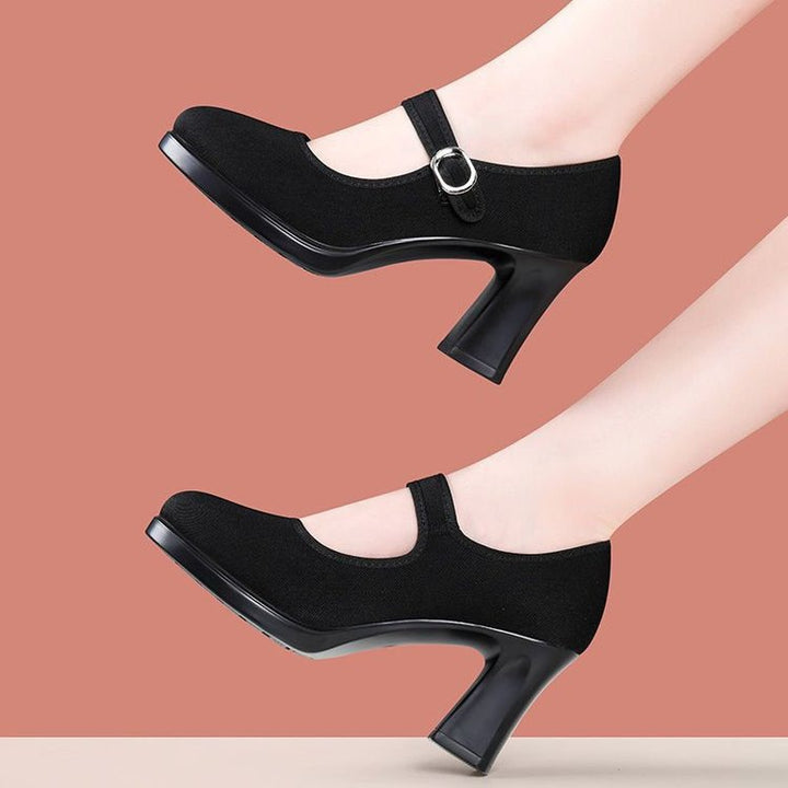 Dame elegante pumps med justerbar rem og en stabil blokhæl Stilla