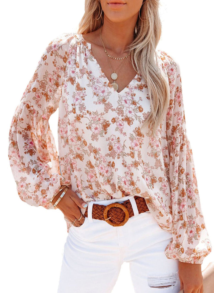 Dame blouse med blomstret design og bredt snit Stilla