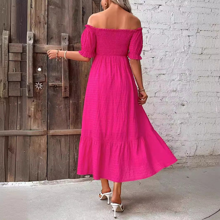 Frau Off-Shoulder Skik Maxi Kjole Stilla