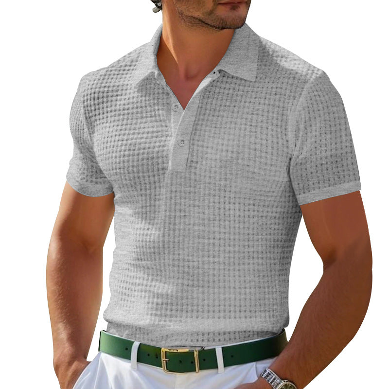 Herrer Poloshirt med struktureret stof og moderne knapdetaljer Stilla