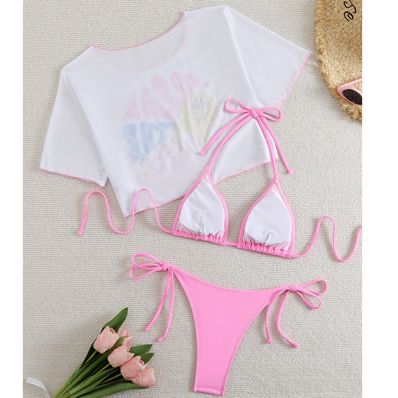 Femme Grafiktryk Bikini-sæt med gennemsigtig dækning Stilla