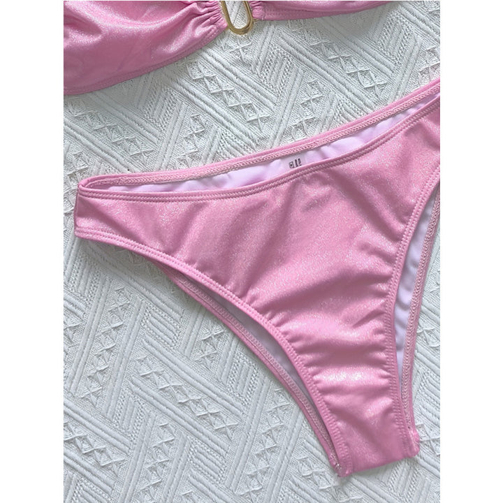 Dame Bandeau-bikini-sæt med dekoreret lukning og raffineret rynkning Stilla