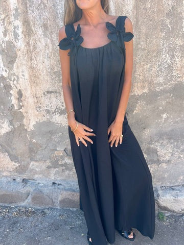 Dame Maxi Kjole med blomstret stropdesign Stilla