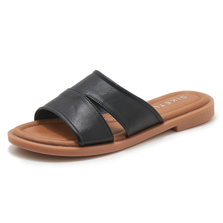 Dame mode slippers med krydsede remme Stilla