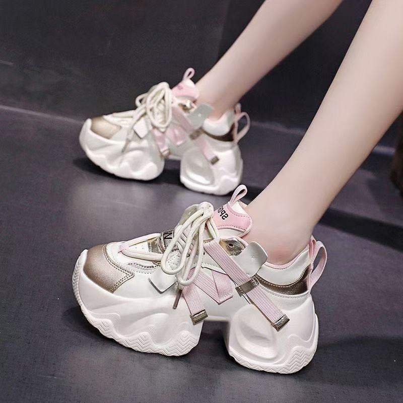Dame Chunky Sneakers med tyk plateau og moderigtigt glimmer-detalje Stilla