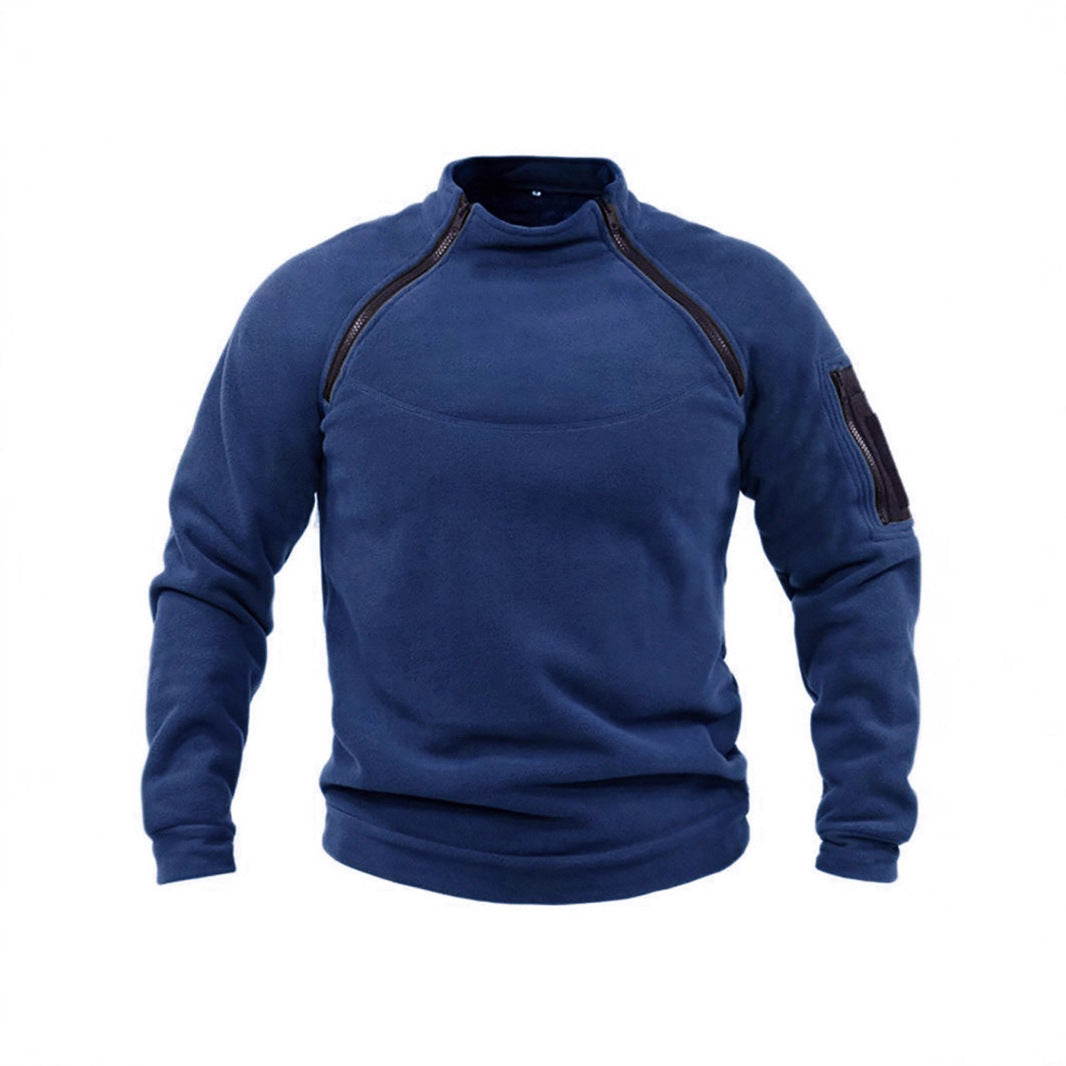 Herrer fleece-pullover med moderne ståkrave og praktiske lynlåslommer Stilla