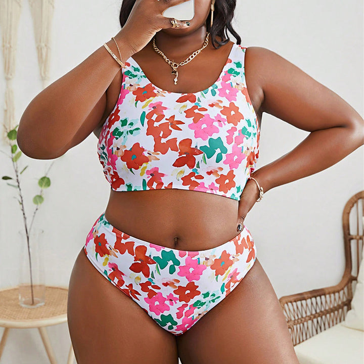 Dame bikini sæt med høj talje skæring og blomstret design Skovae