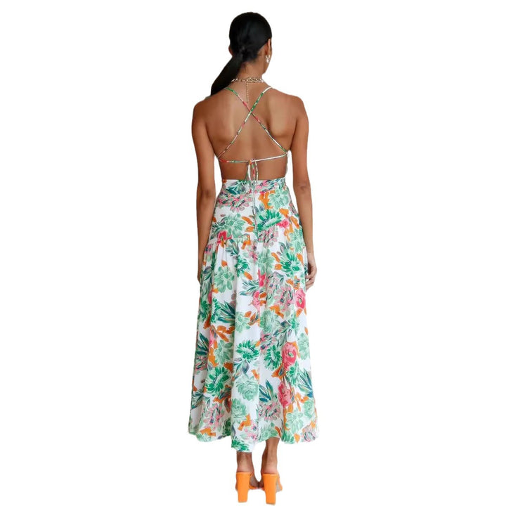 Femme Elegant Floral Cut-Out Maxi Kjole Stilla