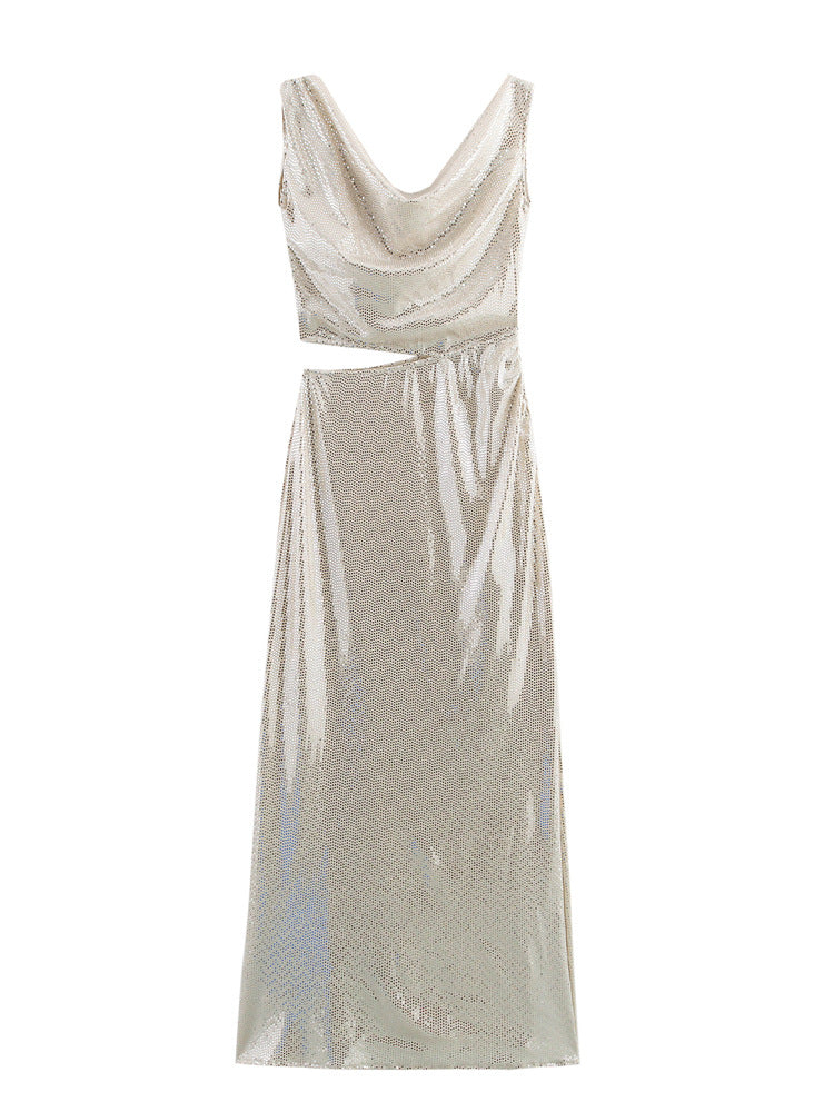 Femme Drapé-Style Asymmetrisk Maxi-Kjole Stilla