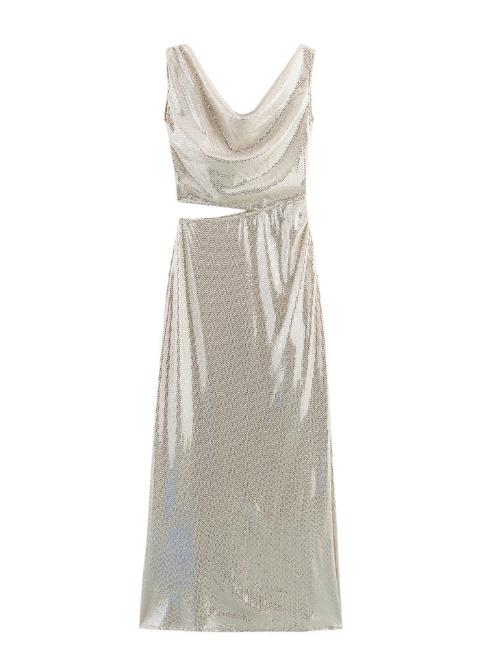 Femme Drapé-Style Asymmetrisk Maxi-Kjole Stilla