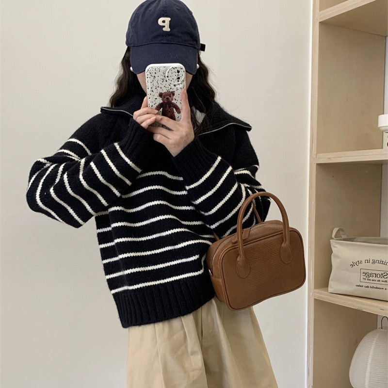 Femme Relaxed Fit Stribet Striktrøje Stilla