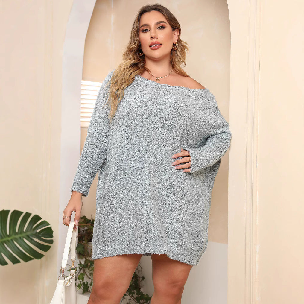 Dame Oversized Strikkjole med afslappet udskæring og lange ærmer Stilla