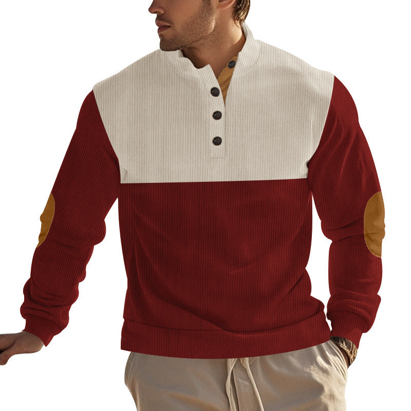 Herrer moderigtig fleece-pullover med struktureret design og praktiske knapper Stilla