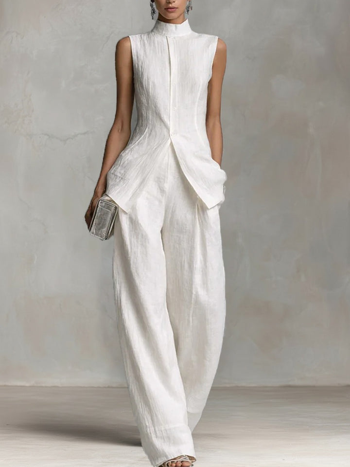 Damer Elegant Jumpsuit med høj hals og bred ben Skovae