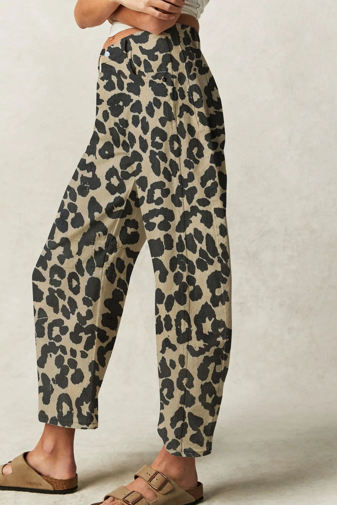 Dame Culottes i trendy leopard-design med høj talje og behagelig pasform Stilla