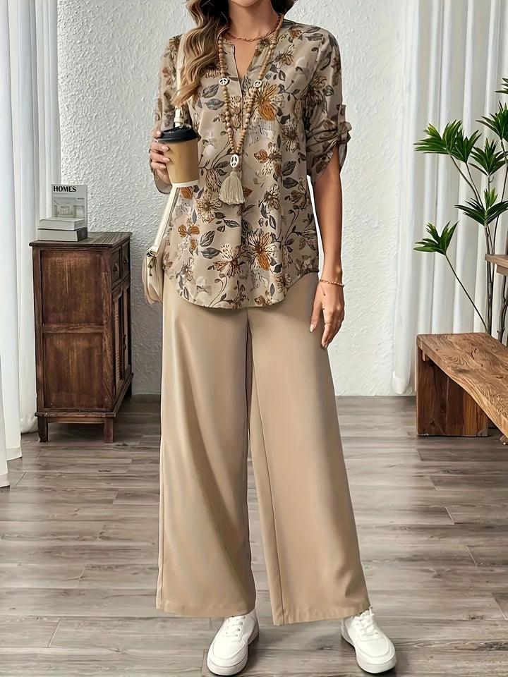 Dame luftig bluse med blomsterdesign og loose fit Stilla