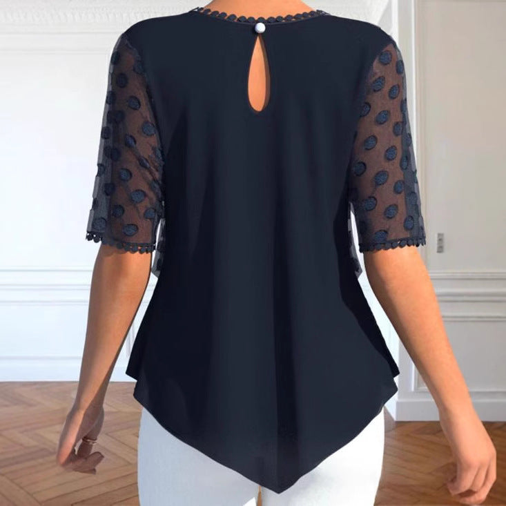 Dame elegant tunika med transparente ærmer og struktureret design Stilla
