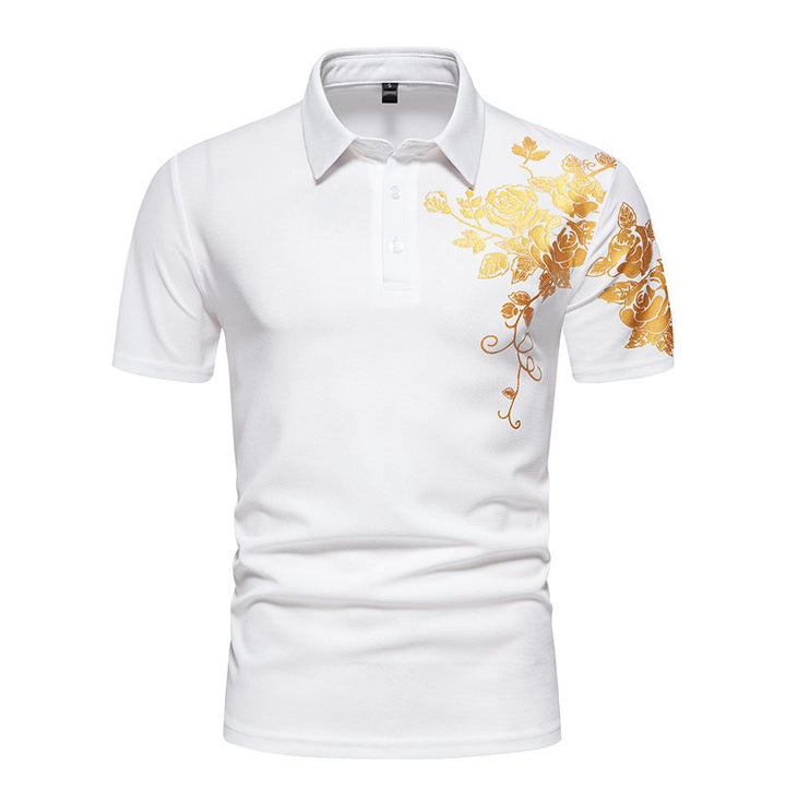Herrer Floral Broderet Kortærmet Polo-Skjorte Stilla