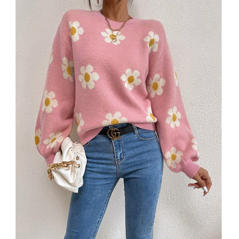 Dame trendy pullover med florale accenter og afslappet pasform Stilla