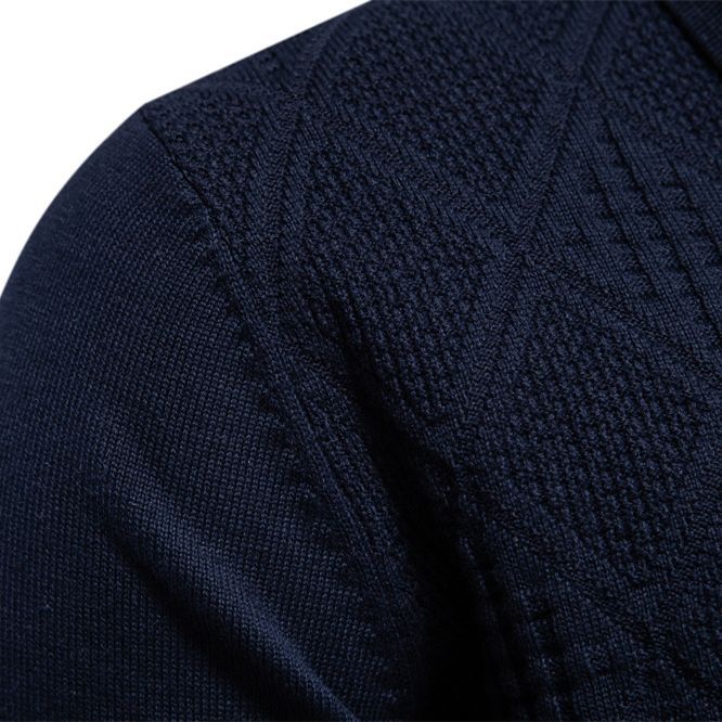 Herrer elegant strikpullover med moderne rombmønster og klassisk krave Stilla