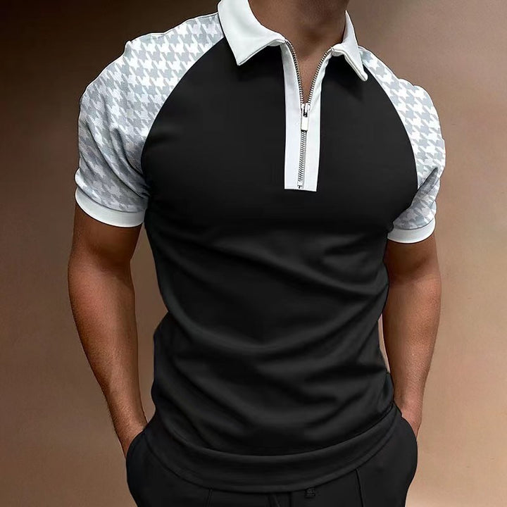 Herre Halv-lynlås Stilfuld Performance Polo T-shirt Stilla