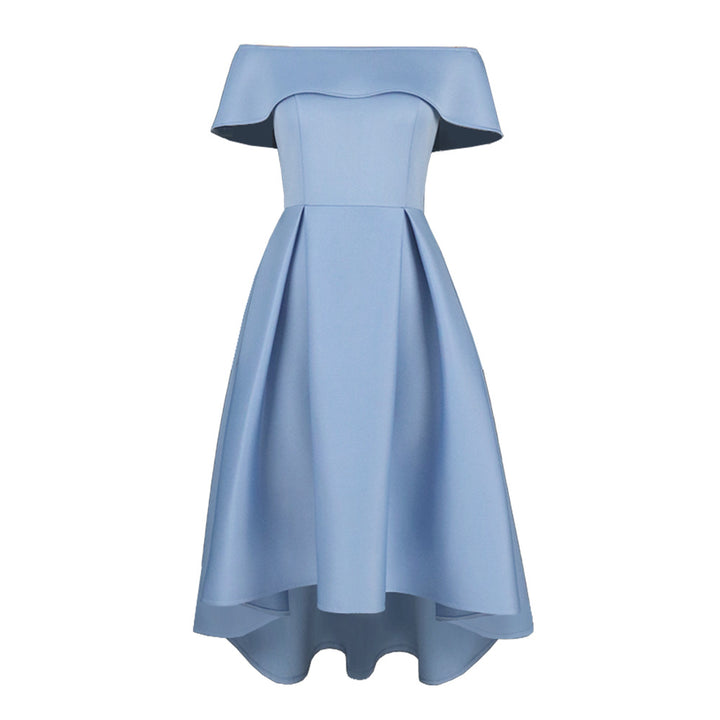 Dame Elegant Off-Shoulder Kjole med asymmetrisk søm Skovae