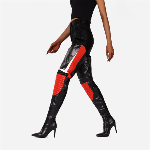 Dame Over-the-Knee Stiletto Støvler med dekorativt Color Block Design Stilla