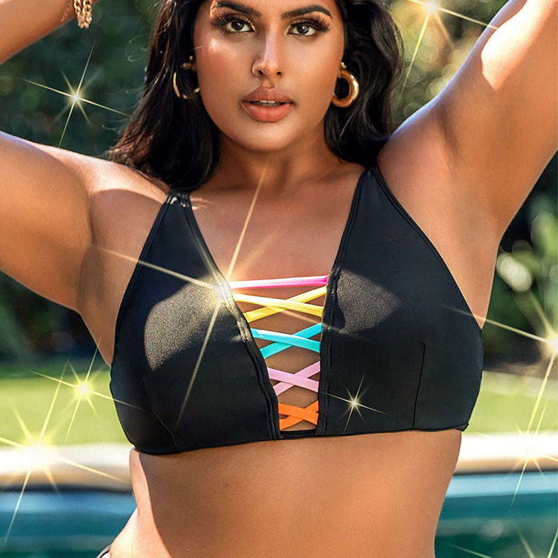 Dame bikini top med farverigt snøre design Skovae