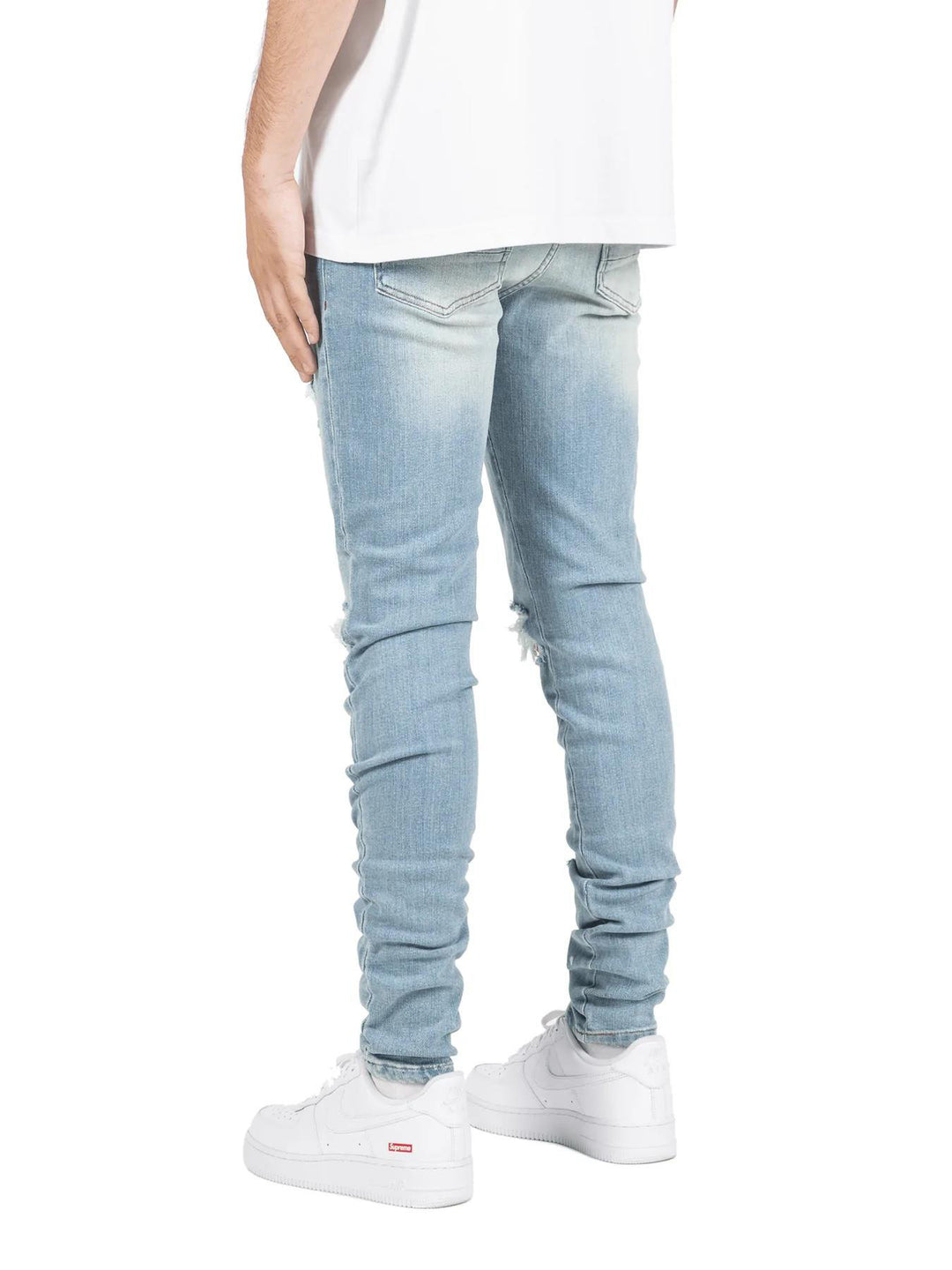 Herrer Slim-Fit Jeans med iøjnefaldende destruktionsdetaljer og ternede applikationer Stilla