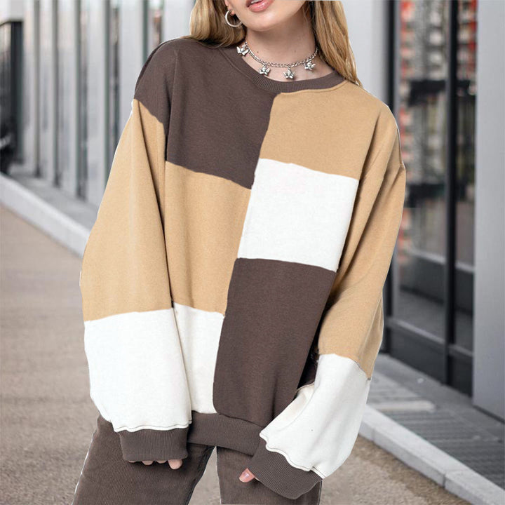 Dame afslappet oversized sweatshirt med farvekontrast design Stilla
