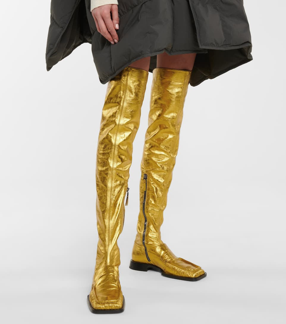 Dame Over-the-Knee Metallic Fashion Støvler med Lynlåsdetalje Stilla