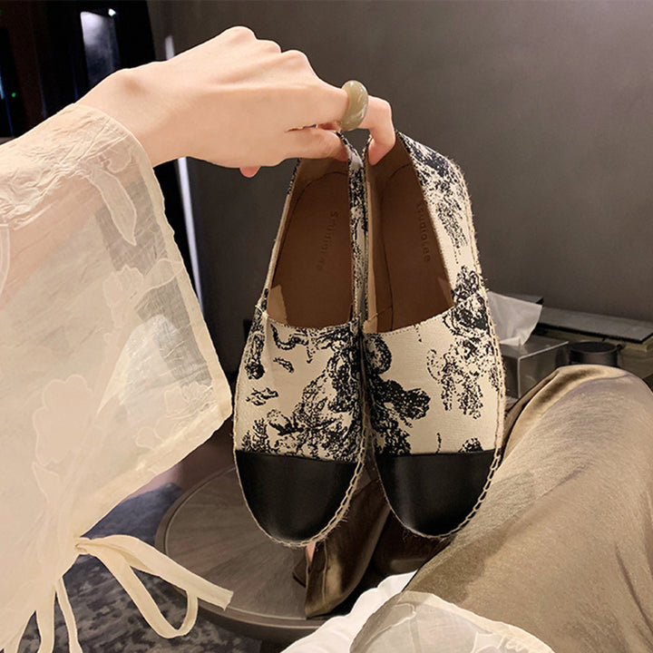 Femme Floral Print Espadrille Slip-On Sko Stilla