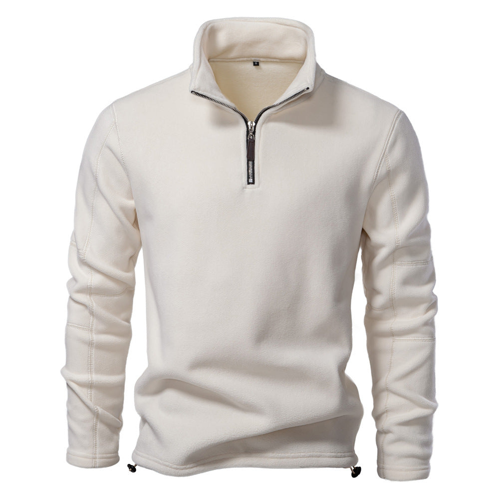Herrer fleece sweatshirt med høj krave og praktisk lynlås Stilla