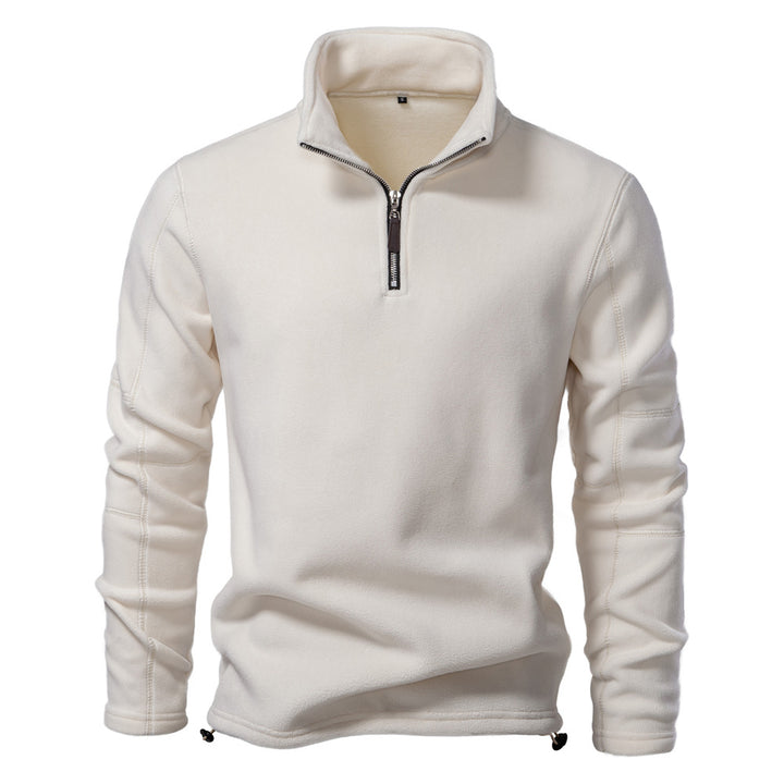 Herrer fleece sweatshirt med høj krave og praktisk lynlås Stilla