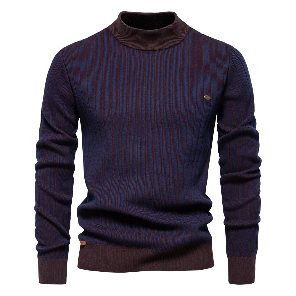 Herrer rullekrave pullover med fint strukturmønster Stilla