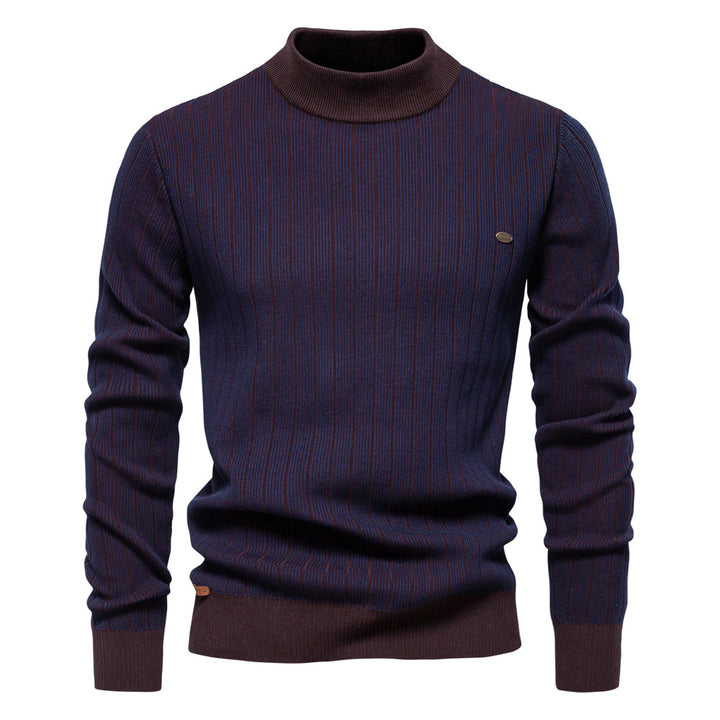 Herrer rullekrave pullover med fint strukturmønster Stilla