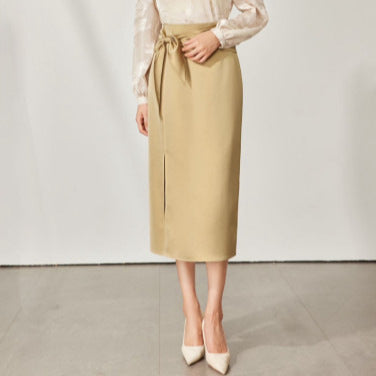 Dame Midi-nederdel med elegant indpakningslook og sidelæg Stilla