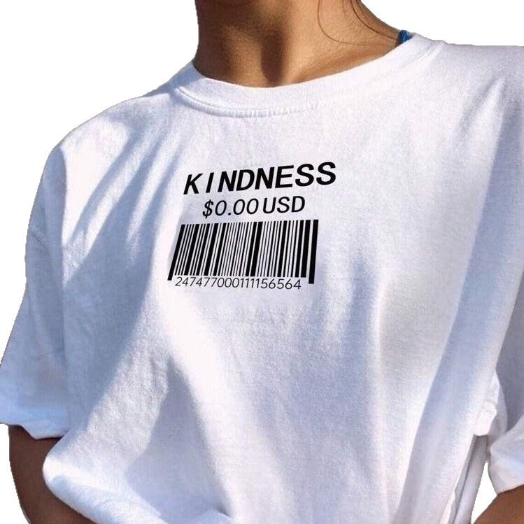 Dame T-Shirt med kreativt stregkode-design Skovae