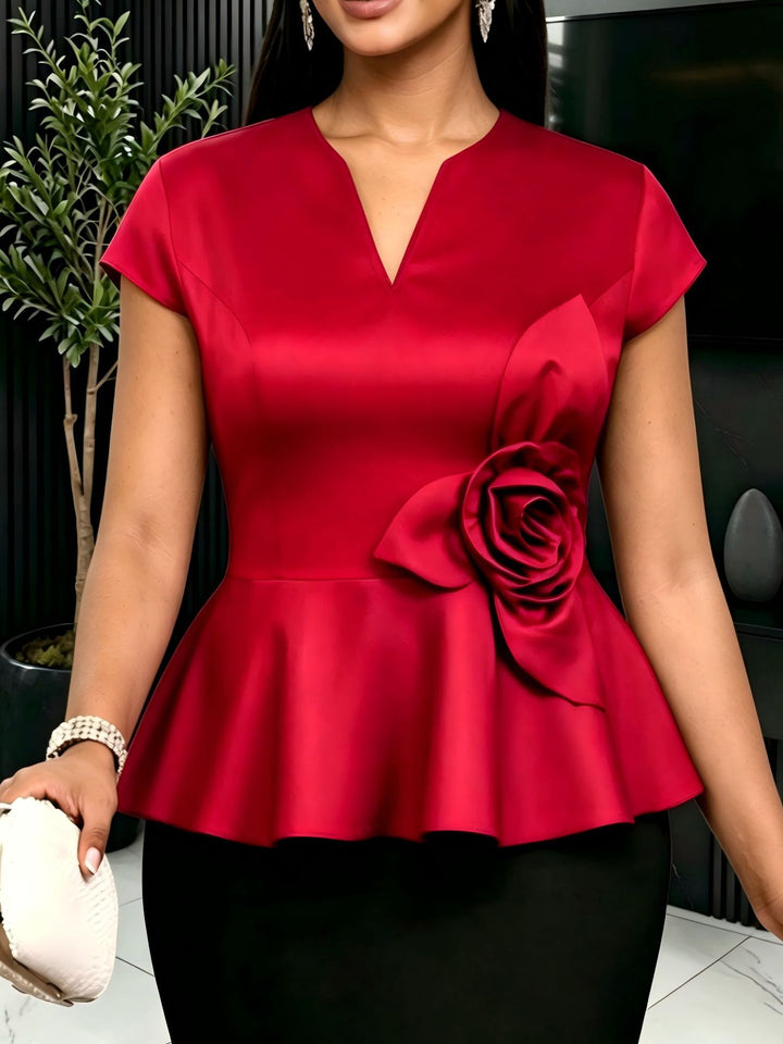 Damer elegant Peplum-overdel med blomsterdetalje Skovae