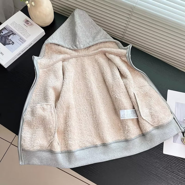 Kvinders hyggelige og varme hoodie jakke med fleeceforing Stilla